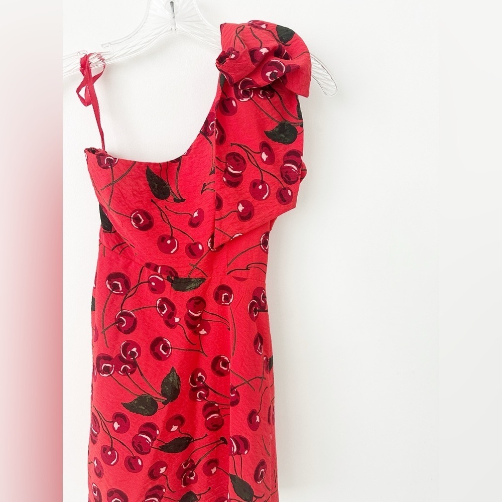 NWT Anthropologie Cherry One-Shoulder Printed Mini Dress 0P Maeve Party - Picture 10 of 12
